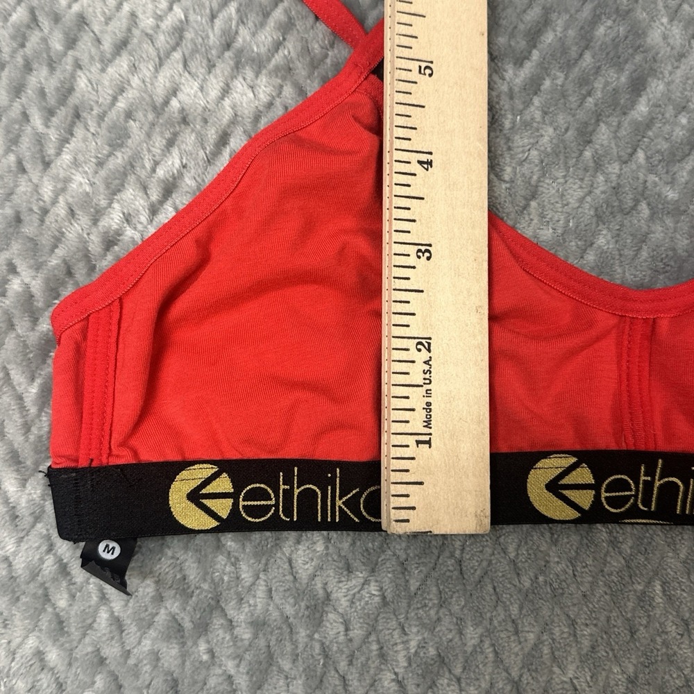 ETHIKA Bralette Women's M Red Bra Spaghetti Strap Razor Back Cotton - Picture 5 of 10